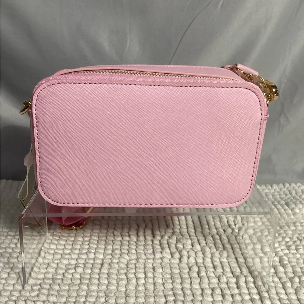 Valentino Orlandi Studded Baby Pink Double Zip Camera Crossbody Bag NEW
